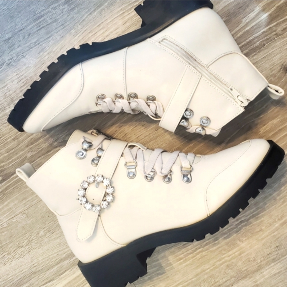 NANETTE LEPORE LACE UP COMBAT BOOTS